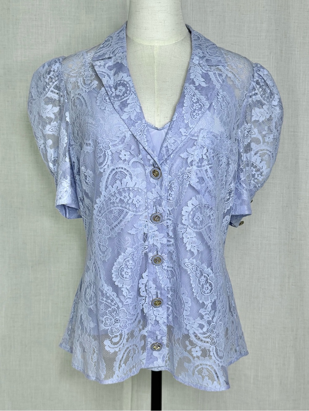 Zimmermann High Tide Lace Button Up Top Periwinkle AU 3 US 8 NWT